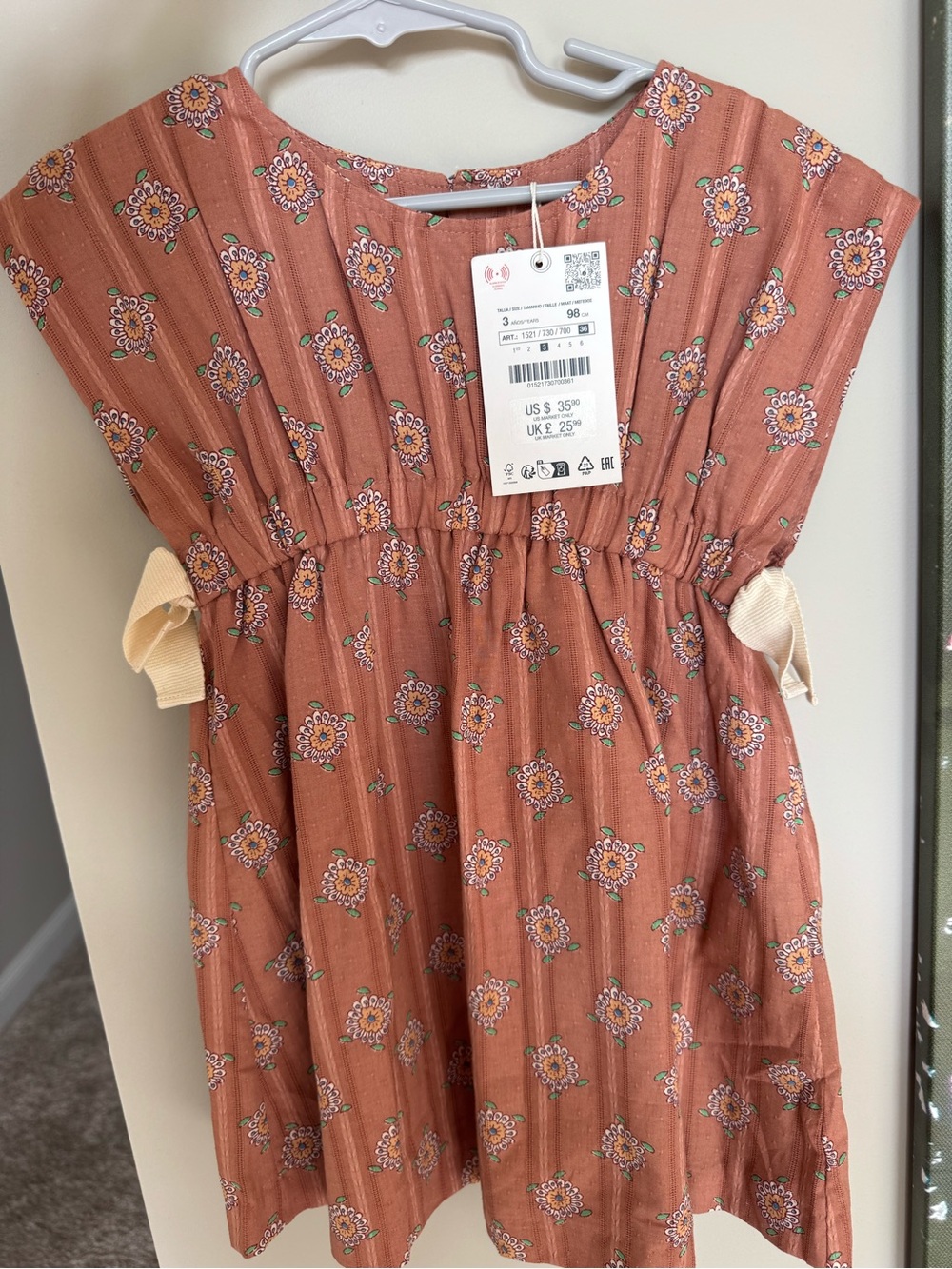 Zara Toddler Floral Rust Orange Summer Dress